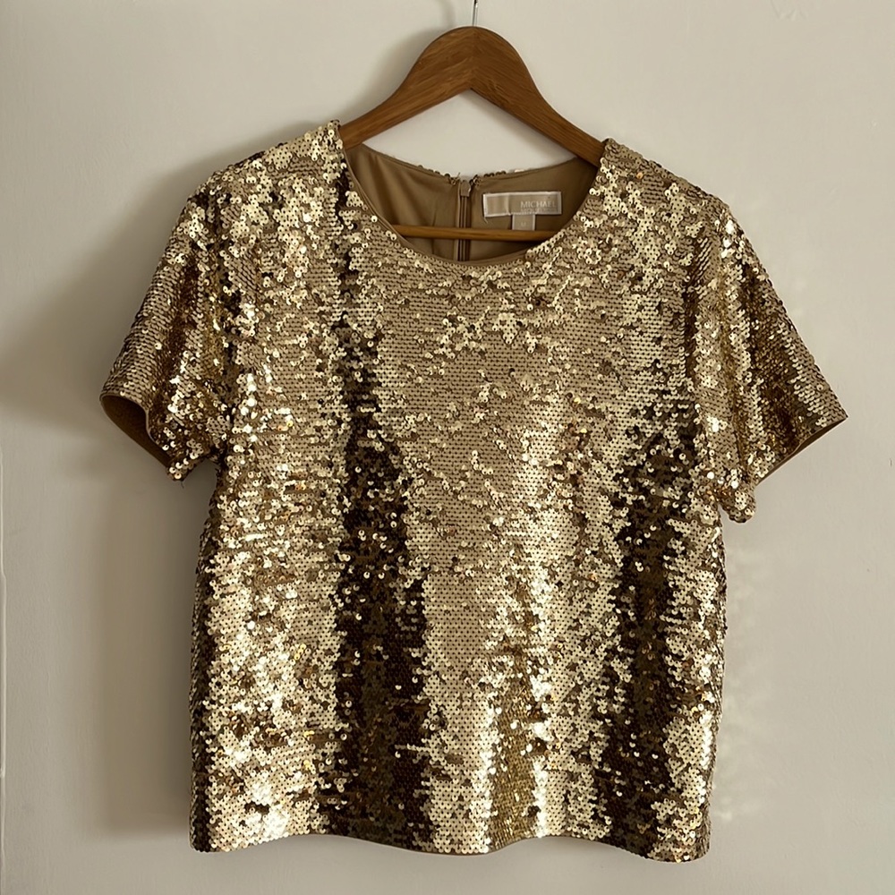 NWOT MICHAEL Michael Kors gold sequin top. Excellent, new condition. Size…